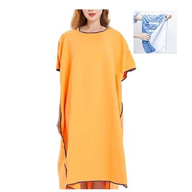 Imagem de HGYJ Trocador de toalha poncho com capuz + 97 * 29 cm toalha de praia, poncho de roupão de banho de microfibra feminino/masculino, para nadar/surfar/trocar de roupa de mergulho/praia, tamanho único,