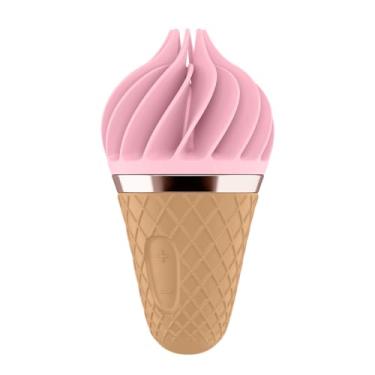 Imagem de Satisfyer Sweet Treat Lay-On Estimulador Clitoriana - Cabeça de Silicone Giratória, Massageador Pessoal Intenso para Estimulação do Clitóris, Mamilos e Zonas Erógenas - Á Prova d'Água, Recarregável (Rosa / Marrom)