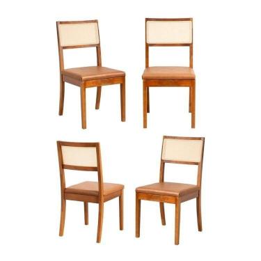 Imagem de Kit 4 Cadeiras Madeira Maciça Tiê Cabecasa Madeiramadeira Amêndoa/Caramelo