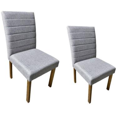 Imagem de Kit 2 Cadeiras para Sala de Jantar Siena sem Espaldar Tecido Linho Grafite com Pés em Madeira Maciça Grafite