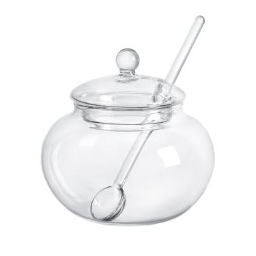 Imagem de 123Arts Açucareiro de vidro transparente com tampa e colher de servir, 236 ml