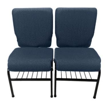 Imagem de 02 Cadeiras para Igrejas c/ Porta Biblía e Porta Cálice Azul - Design 