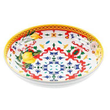 Imagem de Prato Fundo Flower & Lemon Em Melamina 21,5Cm - Guzzini