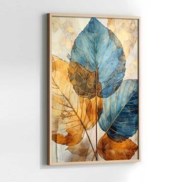 Imagem de Quadros Decorativos com com Moldura Folhas abstrato Moderno Lindo Vert