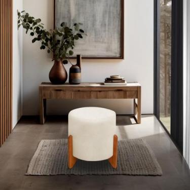 Imagem de Banqueta Puff Thor Luxo Madeira Maciça - ME ecommerce, bege