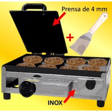 Imagem de Chapa de Lanche 30x40 c/ Prensa Profissional a Gás Inox - JBC ELETRO, 