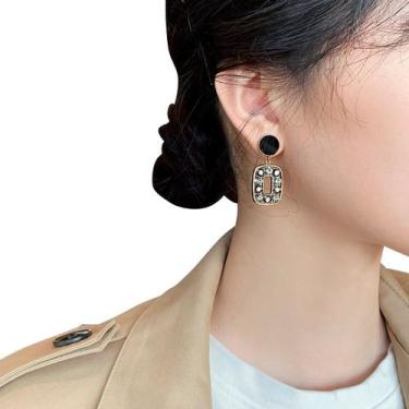Imagem de Brinco Festa Feminino Delicado Pingente Strass Dourado Joia - 100, Dou
