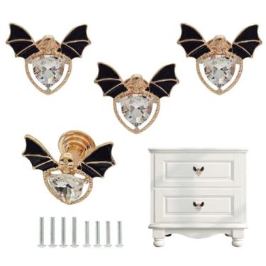 Imagem de Sutfmwe Puxador de morcego, puxadores góticos puxador para armário gaveta armário cômoda estante refrigerador de vinho tema gótico decoração de móveis furo único crânio de cristal puxador de morcego 4