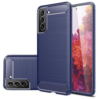 Imagem de Gufuwo Capa para Galaxy S22, capa para Samsung S22 5G SM-S901U, capa de telefone fina de fibra de carbono TPU macia capa protetora antiarranhões à prova de choque para Samsung Galaxy S22 5G azul