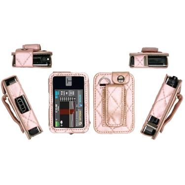 Imagem de Coldre padrão xadrez diamante premium (com clipe de cinto/laço de metal/cordão) para bomba de insulina Tandem Diabetes Care T: Slim X2 (todos os modelos) (rosa)