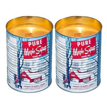 Imagem de Seracon Vela de lata de xarope de bordo feita à mão, aroma autêntico de bordo com cera de soja natural (pavio de madeira, pacote com 2)