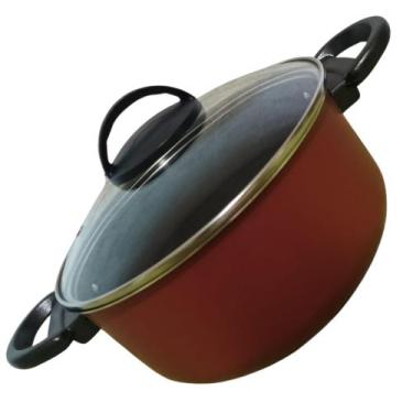Imagem de Panela Grande Antiaderente 20cm Tampa Vidro cozinhar arroz Feijão legu