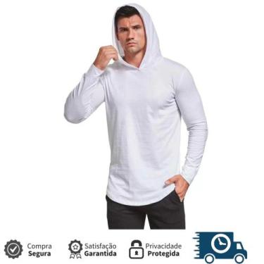 Imagem de Camisa Com Capuz Segunda Pele Térmica Com Proteção UV Lisa Esporte - G