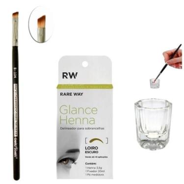 Imagem de Kit Henna Glance Sobrancelha Pincel Chanfrado Maquiagem Macrilan Dappe