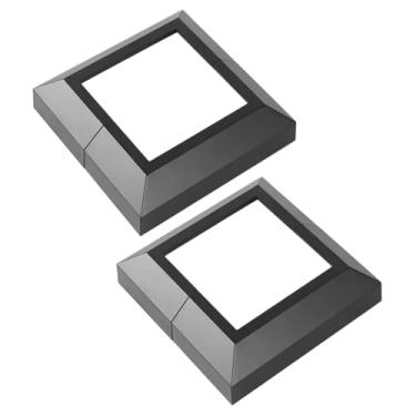 Imagem de Capa de base de alumínio dividido, 2 pacotes de cobertura de base de poste de deck para base de 7,6 cm x 7,6 cm grades de deck externo interno, escadas, varandas, preto