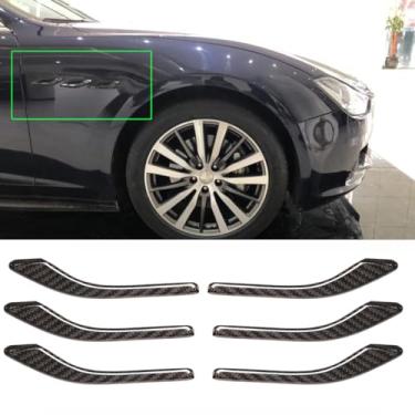 Imagem de YOCTM Adesivo de Acabamento para Tampa de Ventilação Lateral de Fibra de Carbono Preta, Adequado para Maserati Ghibli 2014 2015 2016 2017 2018 2019 2020 2021 (6 Unidades/Pacote)