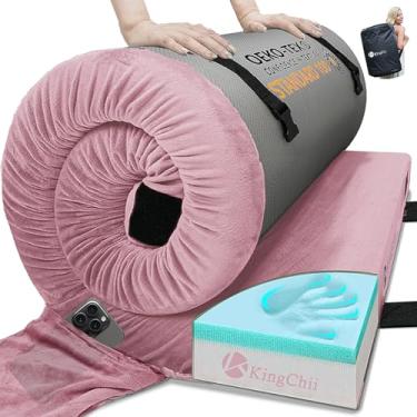 Imagem de KingChii Colchão de acampamento de espuma viscoelástica certipur-us, colchão de acampamento portátil para viagem, almofada de dormir e colchão de chão, colchão de berço, cama de hóspedes par
