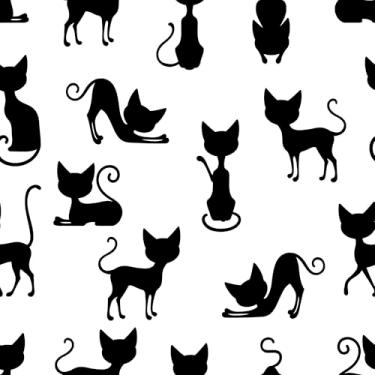 Imagem de Papel De Parede 12m Adesivo Gato Preto Branco Animal Menina