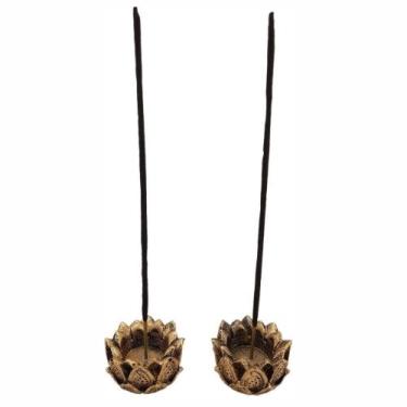 Imagem de Incensário Castiçal Flor De Lotus Resina 5 cm Kit 2 unidades - SHOP EV