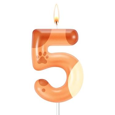 Imagem de MTLEE Velas laranja de pata de cachorro, decorações de bolo de aniversário, enfeite de cupcake para meninos e meninas, decoração de aniversário (5)