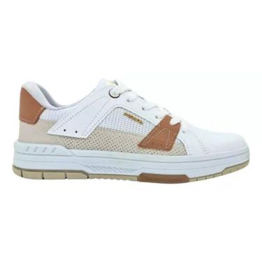 Imagem de Tênis Pegada Casual Couro London Feminino Branco Off Bege 343586