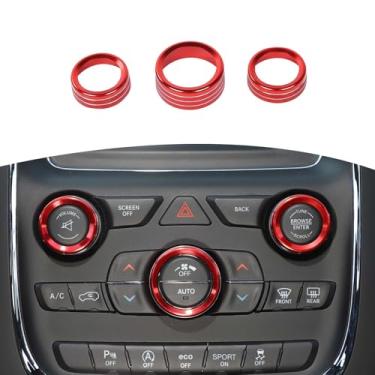 Imagem de RT-TCZ Capa de anel de acabamento para botão de interruptor CA para Dodge Challenger Charger RAM Durango para Chrysler 300C 2011 up Vermelho Acessórios interiores 3 peças