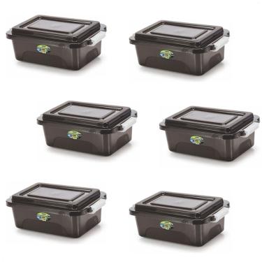Imagem de Kit 6 Caixas Organizadoras Black 17 L Com Tampa E Travas