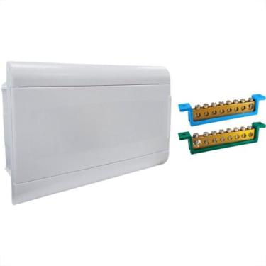 Imagem de Centrinho Steck Pvc Embutir Branco Para 16 Disjuntores Din Com Barrame