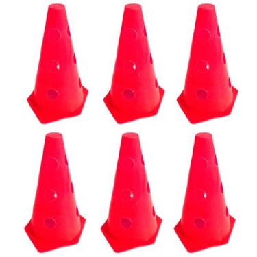 Imagem de Z6x Mini Cone Sinalização Esportivo 23cm Agilidade Furado VERMELHO - 3