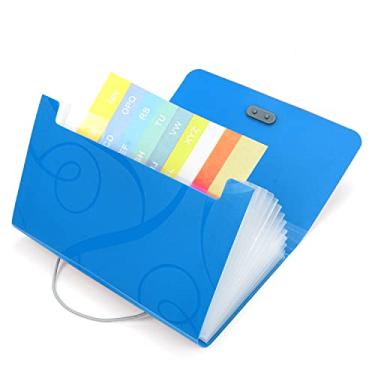 Imagem de EKIND Pasta portátil expansível de 7 x 4,5 polegadas, organizador de arquivos de acordeão de 13 bolsos, carteira de plástico A6 para cartões, cupons, recibos, item de imposto, mini pastas expansíveis, 1pcs, Blue