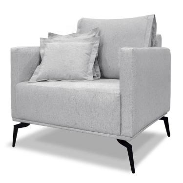 Imagem de Poltrona Para Sala Pés De Metal Vecchia S06 Linho Grigio - Mpozenato