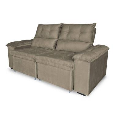Imagem de Sofá Retrátil E Reclinável 3 Lugares Verona 2,00m - élpis Móveis Veludo Cappuccino