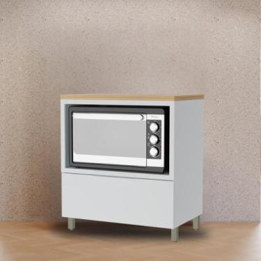 Imagem de Balcão de Cozinha Com Tampo 1 Gaveta Nicho Pra Forno 100 MDF - Faura, 