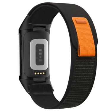 Imagem de Oanux Pulseira de reposição esportiva de nylon compatível com Fitbit Charge 6/Fitbit Charge 5, esportiva, macia, ajustável, respirável, para relógio Charge 6/5