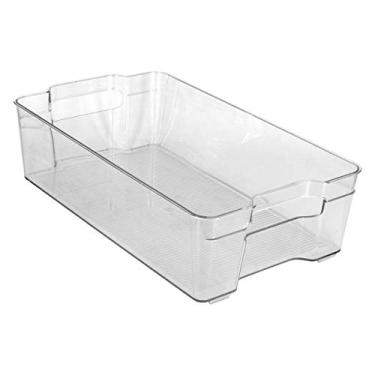 Imagem de Caixa organizadora de plástico para geladeira da Glad – recipiente de armazenamento para geladeira/freezer transparente, 36,8 cm x 21,8 cm x 10,8 cm