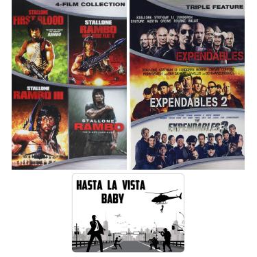 Imagem de generic Coleção Completa De Filmes Em Dvd Com 7 Dvds Da Série Rambo E Os Mercenários Sylvester Stallone Cartão Arte Bônus