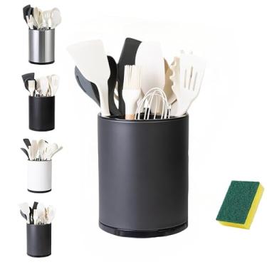 Imagem de LIBODOUR Suporte Para Utensílios, Grande Giratório De 360° Cozinha, Organizador Talheres Aço Inoxidável, Talheres, Colher, Espátula, Ferramenta, Recipiente