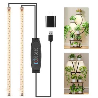 Imagem de RWNTAO Fitas De Led Para Cultivo Com 2 Cabeças 13" Plantas Interior, Espectro Completo 3500K, 96 Leds Liga/Desliga Automático E Temporizador 3/9/12 Horas, 10 Níveis Dimerização Mudas Suculentas