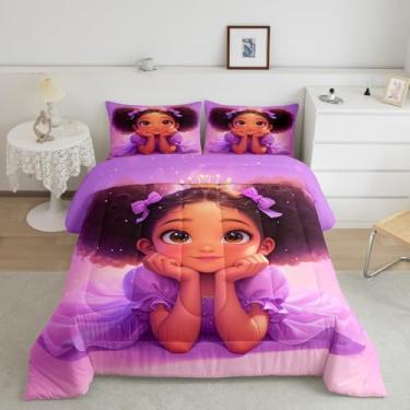 Imagem de Feelyou Jogo de cama casal para meninas negras, magia, afro-americana, macio, para decoração de quarto de princesa afro-americana