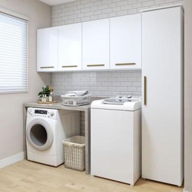 Imagem de Lavanderia Completa Guarulhos 5 Portas Branco - Kaiki Móveis, Branco, 