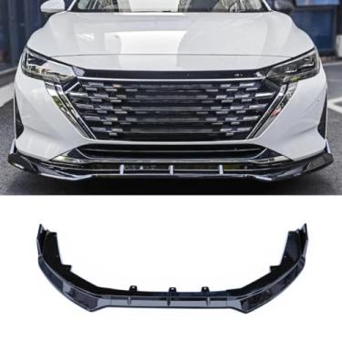 Imagem de Lábio do para-choque dianteiro do carro compatível com Sylphy 2023 divisor dianteiro difusor spoiler body kit acessórios para carro (preto brilhante)