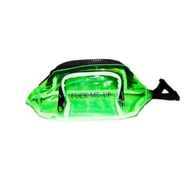 Imagem de Pochete FMU Beauty, bolsa transversal verde neon colorida brilhante para mulheres e homens, bolsa de cintura de festival com vários bolsos e cinto ajustável