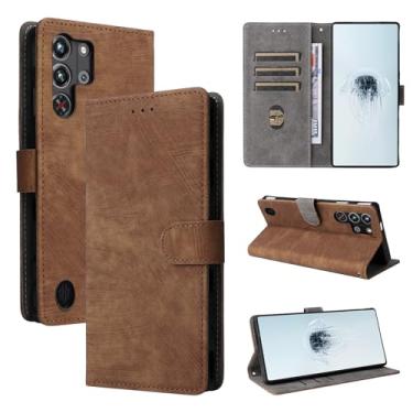 Imagem de Capa compatível com ZTE Nubia RedMagic 10 Pro/10 Pro+, compatível com ZTE Nubia RedMagic 10S Pro, couro PU, capa flip marrom