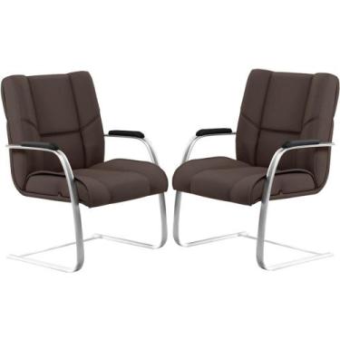 Imagem de Kit 02 Cadeiras De Escritório Fixa Executiva New Onix F02 Tecido Sinté