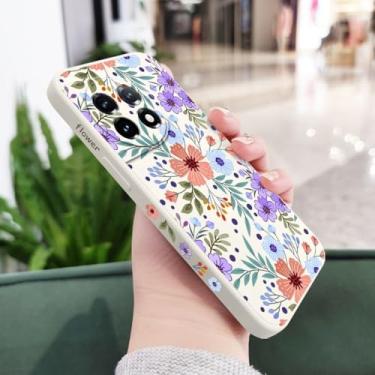 Imagem de Capa de celular com estampa de flores para OnePlus 11, 11R, 10, 10R, 10T, 9R, 9RT, 9, 8T, 8, 7, 7T Pro 5G, capa de silicone líquido, branca, para OnePlus 7T Pro