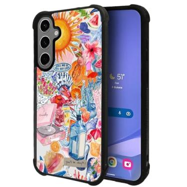 Imagem de MQJCYB Capa para Samsung Galaxy S25 Plus S24 Plus, resistente à prova de choque, proteção total, plástico rígido, protetor de silicone macio, feminino, homem, meninas, colagem costeira e frutada de
