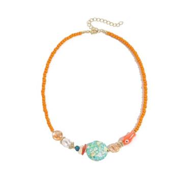 Imagem de Colar com pingente de estrela-do-mar e peixe em formato de concha boho, colorido, pérola, colar, verão, litoral, praia, praia, gargantilha havaiana para mulheres e homens, Small, Acrílico, Sem Pedra