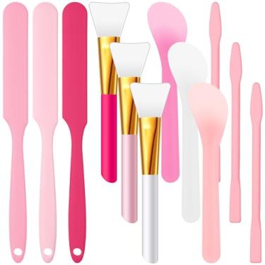 Imagem de Patelai Kit de 12 palitos de silicone, pincéis epóxi de silicone, bastões de ferramentas de agitação, colher de mistura, raspador, ferramentas de artesanato DIY para tinta líquida epóxi de resina