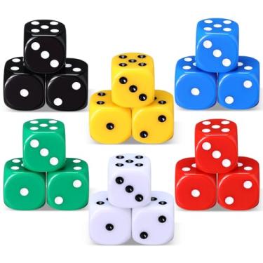 Imagem de Seenelling 18 Pcs Casino Theme Party Dice Large Opaque Jumbo Acrylic D6 Dice for Casino, Craps, Table Games and Board Games (25 mm,Classic Color)