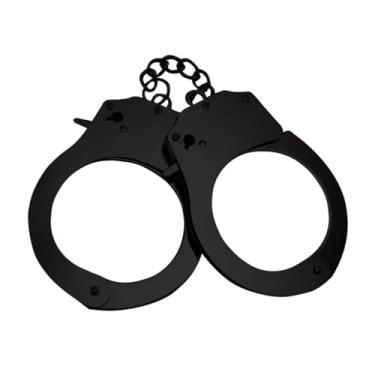 Imagem de Algema Metálica Colorida com Chave e Trava de Segurança | Acessório Erótico para Casais | Jogo Sensual, Fantasias e Momentos Íntimos (Preto